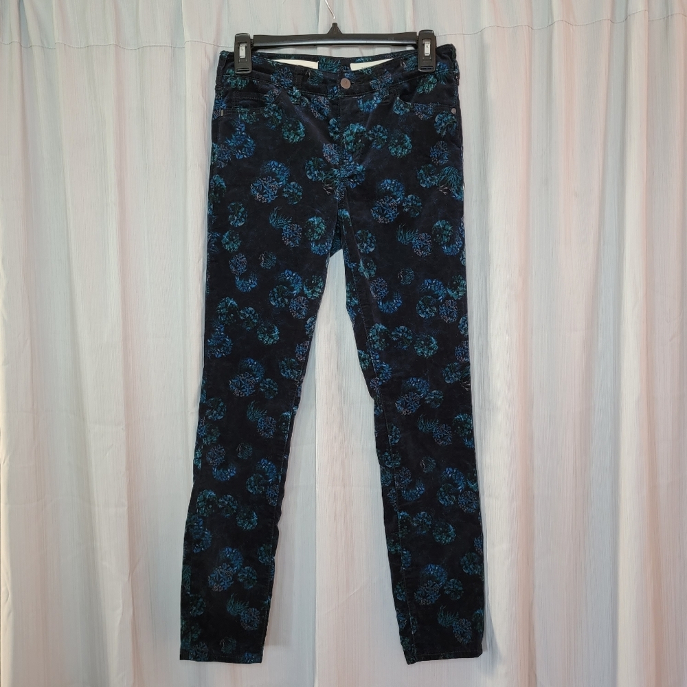 Pilcro and the Letterpress Script floral velvet pants size 25